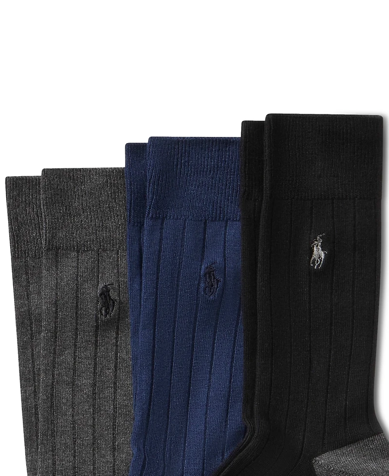 Polo Ralph Lauren Men's 3-Pack Soft Touch Rib Dress Socks