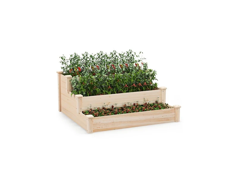 Slickblue 3-Tier Wooden Raised Garden Bed for Backyard Patio Gardening