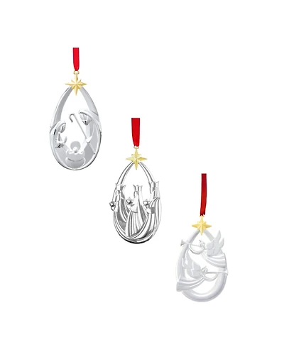 Nambe Nativity Ornament Trio