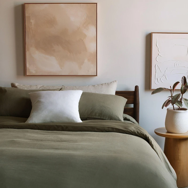 20" x French Linen Pillow with Removable Sham