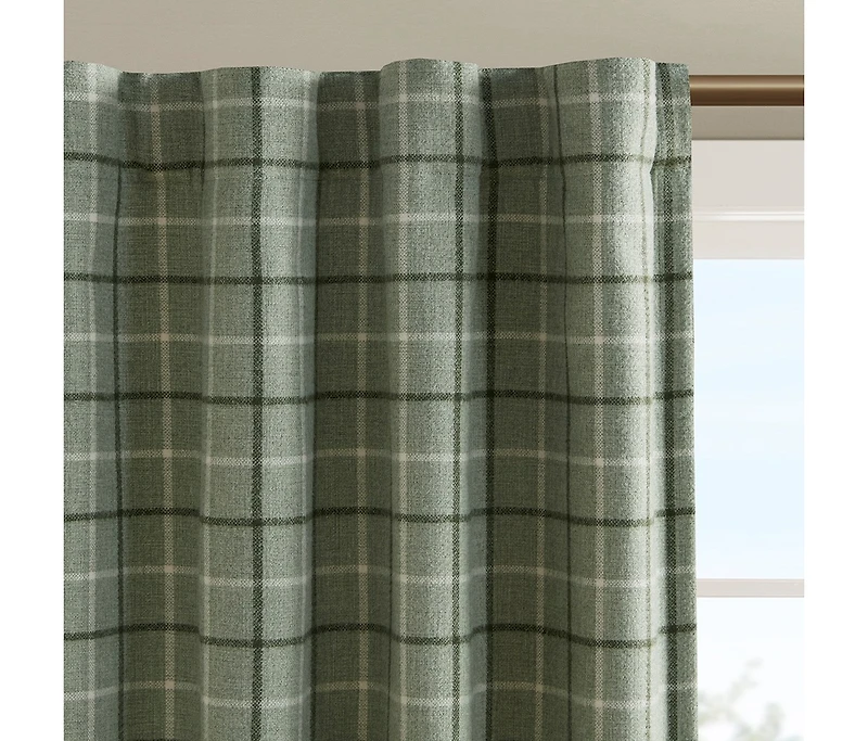 Anaheim Plaid Curtain 1 Panel for bedroom, Rob Pocket/Back Tab fit up to 1.25 inches rod Single Living Room, Width 50 length 95 inch