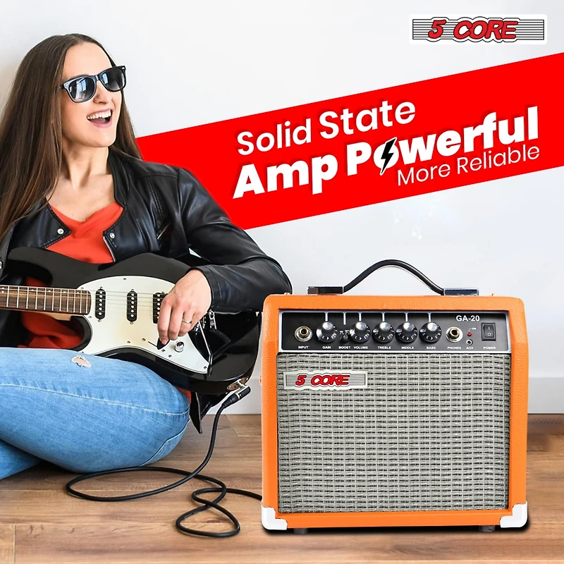 5 Core Guitar Amp 20W Amplifier for Electric Bass Acoustic Practice Amps Small Portable Mini Amplificador para Bajo with Built in Effects