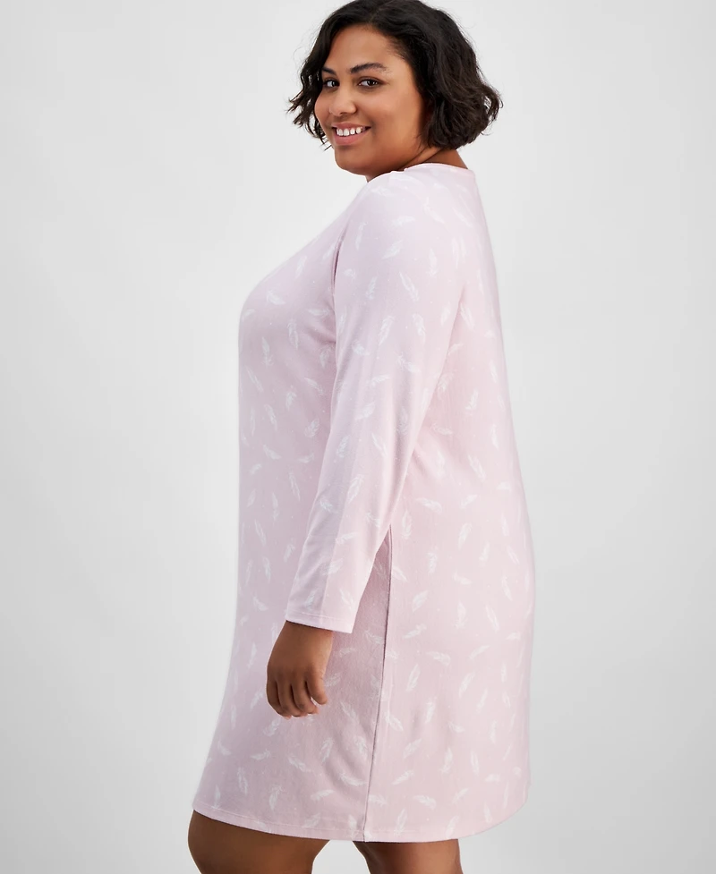 Charter Club Plus Size Soft Knit Printed Sleepshirt, Created for Macy's