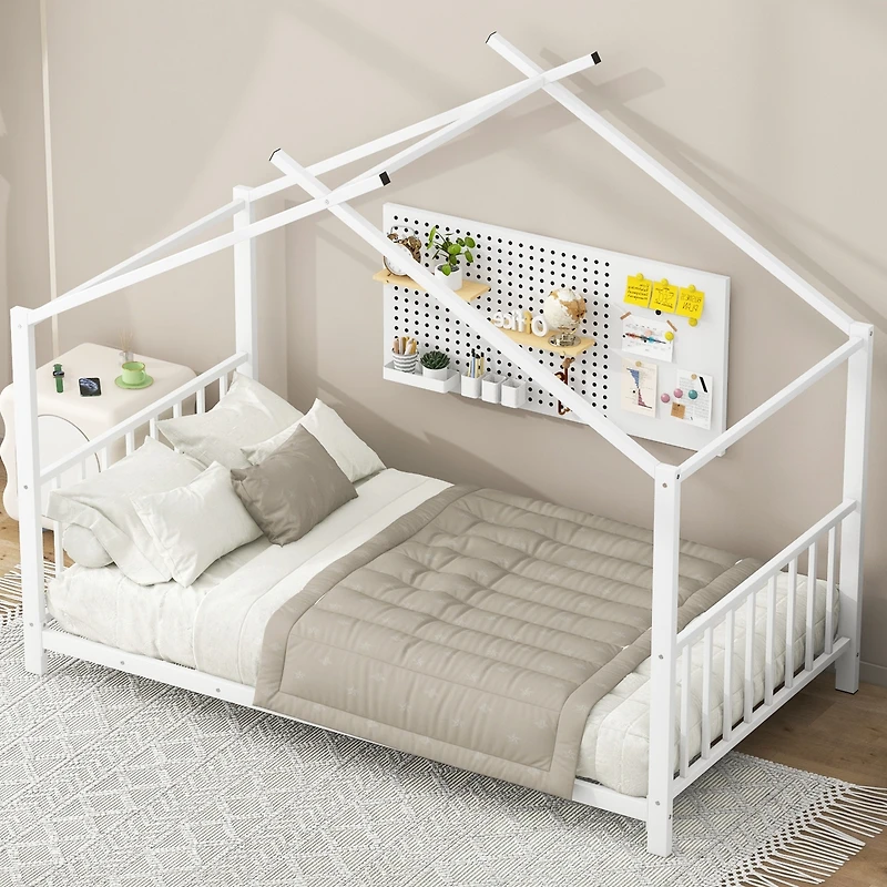Streamdale Twin Metal House Platform Bed, White
