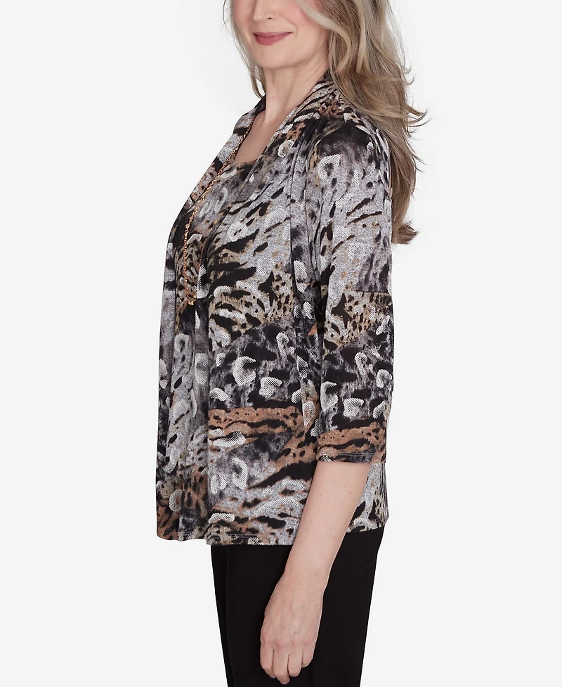 Alfred Dunner Classic Animal Melange Two in One Top