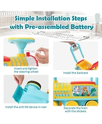 Sugift 6V Electric Kids Ride On Car Toy Train with 16 Pieces Tracks