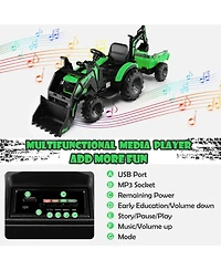 12V 3 in 1 Kids Ride On Excavator with Shovel Bucket and Music
