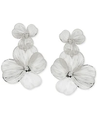 lonna & lilly Silver-Tone Openwork Flower Double Drop Earrings