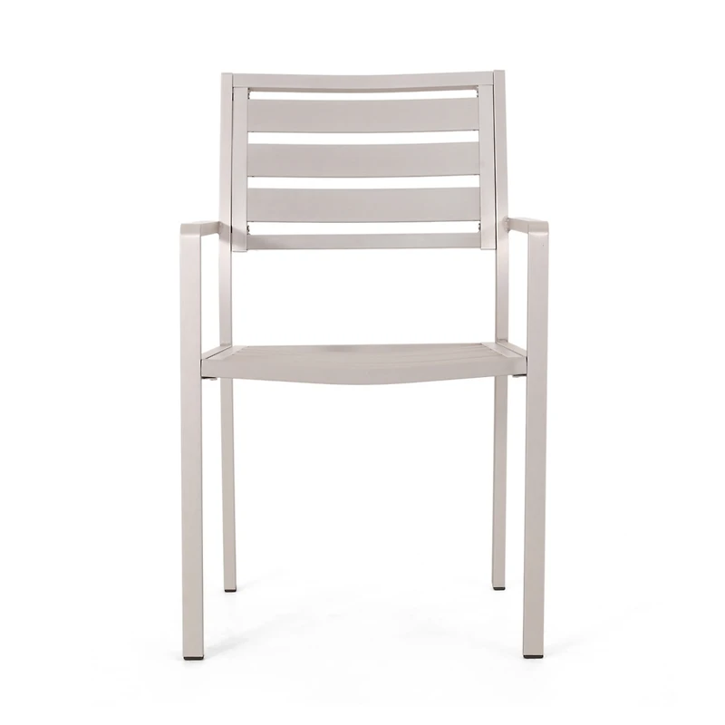 Streamdale Furniture Outdoor Modern Aluminum Dining Chair, Silver