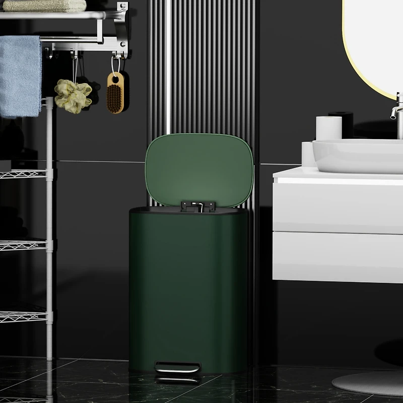 Streamdale Furniture Green Stainless Steel Kitchen Trash Can - 13 Gallon Capacity
