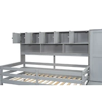 Streamdale Twin Loft Bed with Desk, Storage & Shelves