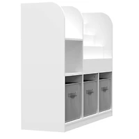 Kids Multifunctional Bookcase with Drawers (White/Gray)