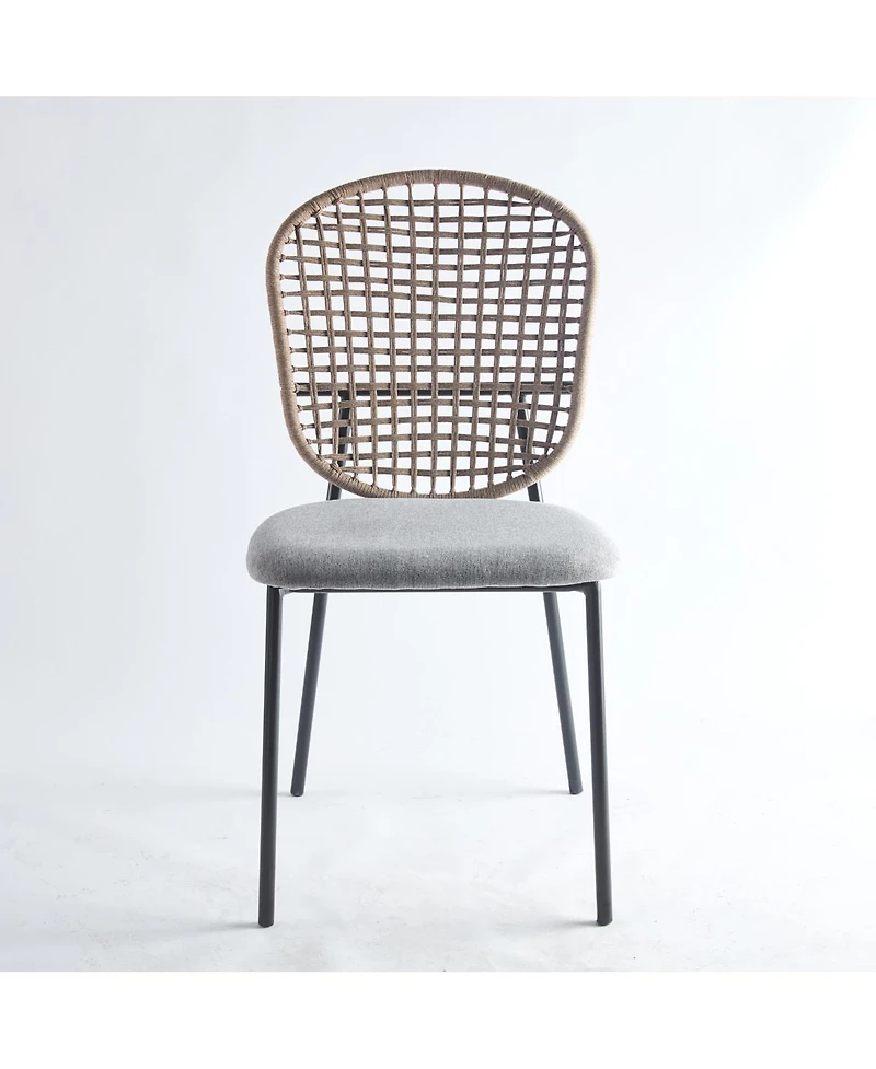 Black And Gray Sennit Chair, Set Of 4, Dining Chair, Coffee Chair