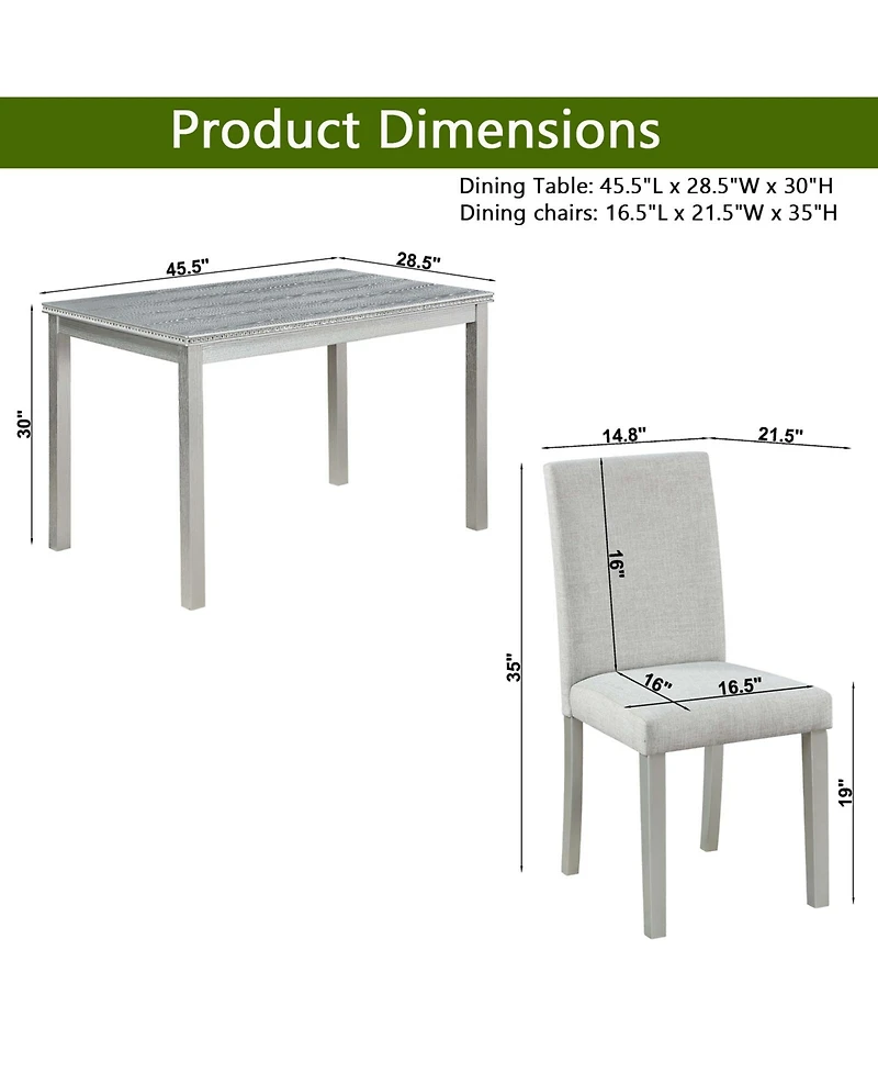 Streamdale Stunning 5-Piece Dining Set Elegant Table & Upholstered Chairs