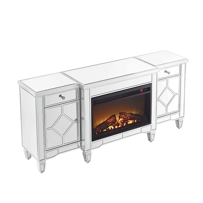 Streamdale 57" X 15 " X 25.6" Flash silver combination Tv fireplace cabinet