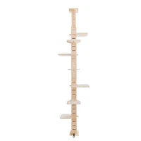 Adjustable 8.53-9.84ft Floor-to-Ceiling Cat Tree with Perches and Flannel Mat