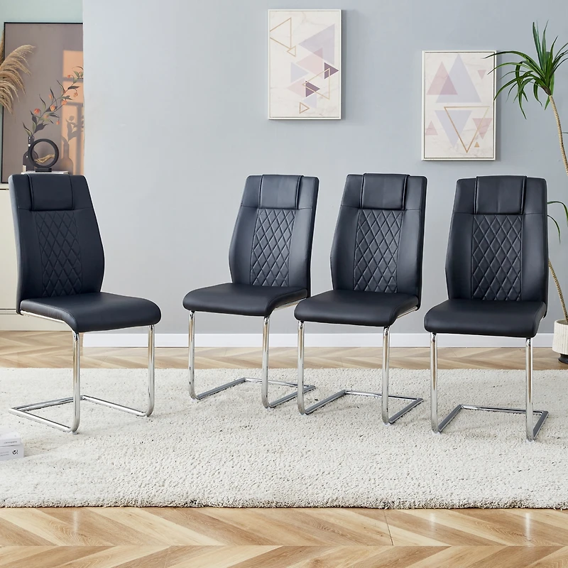 Streamdale Modern Pu Leather Dining Chairs with Metal Legs | Easy Assembly