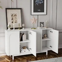 Simplie Fun Durable White Storage Cabinet with Adjustable Shelf and Solid Wood Pulls