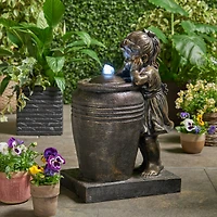 Tranquil Garden Fountain with Cascading Waterfall, Led Lights, and Exquisite Detail