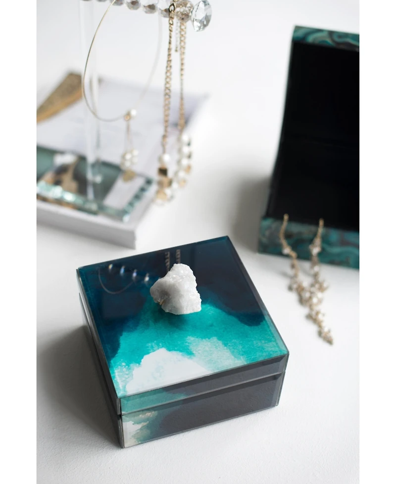 Streamdale Bethany Green Jewelry Box with Geode Finial