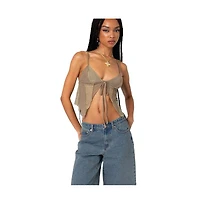 Women's Patchwork Lacey Mesh Top