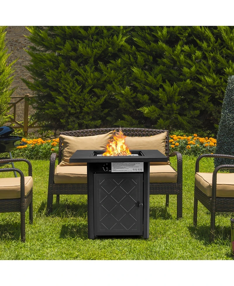 Slickblue 28 Inch Propane 50 000 Btu Patio Square Gas Fireplace with Lava Rock-Black