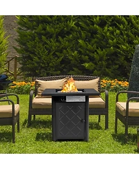 Slickblue 28 Inch Propane 50 000 Btu Patio Square Gas Fireplace with Lava Rock-Black