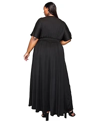 L I V D Plus Raffi Empire Waist Pocket Maxi Dress