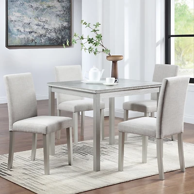Streamdale 5-Piece Crystal Dining Set with Upholstered Chairs