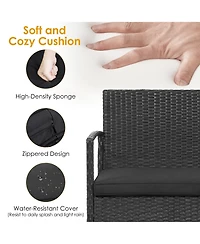 Costway 8PCS Patio Rattan Furniture Set Cushioned Chair Wooden Tabletop