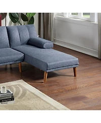 Simplie Fun Color Polyfiber Adjustable Chaise Bed Living Room Solid Wood Legs Plush Couch