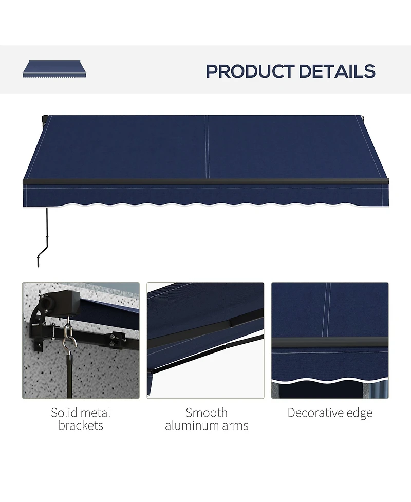 Retractable Awning Water & Uv Resistant, Adjustable Shade for Patios