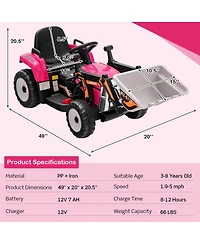 Slickblue 12V Battery Powered Kids Ride on Excavator with Adjustable Arm and Bucket
