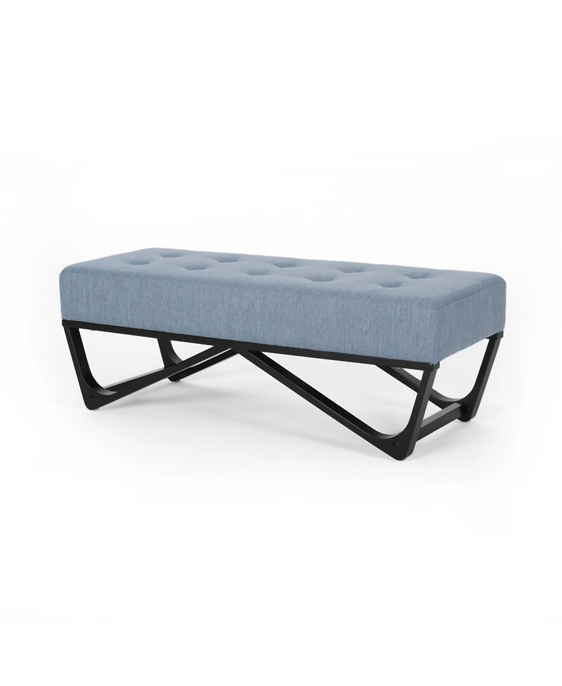 Streamdale Modern Tufted Upholstered Bench with Black Geometric Legs