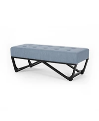 Streamdale Modern Tufted Upholstered Bench with Black Geometric Legs
