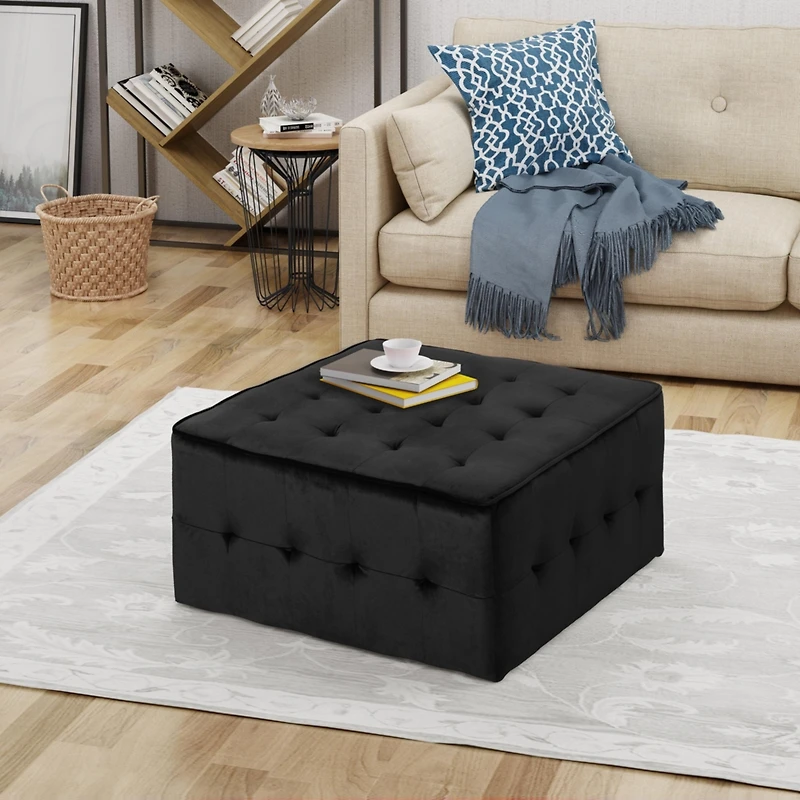 Streamdale Oversized Tufted Velvet Ottoman for Comfort & Style