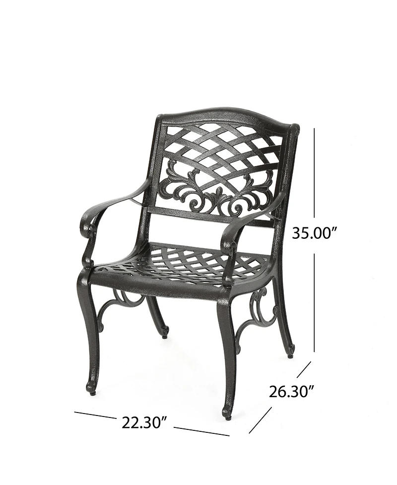 Streamdale Elegant Dining Chairs with Aluminum and Floral Accents