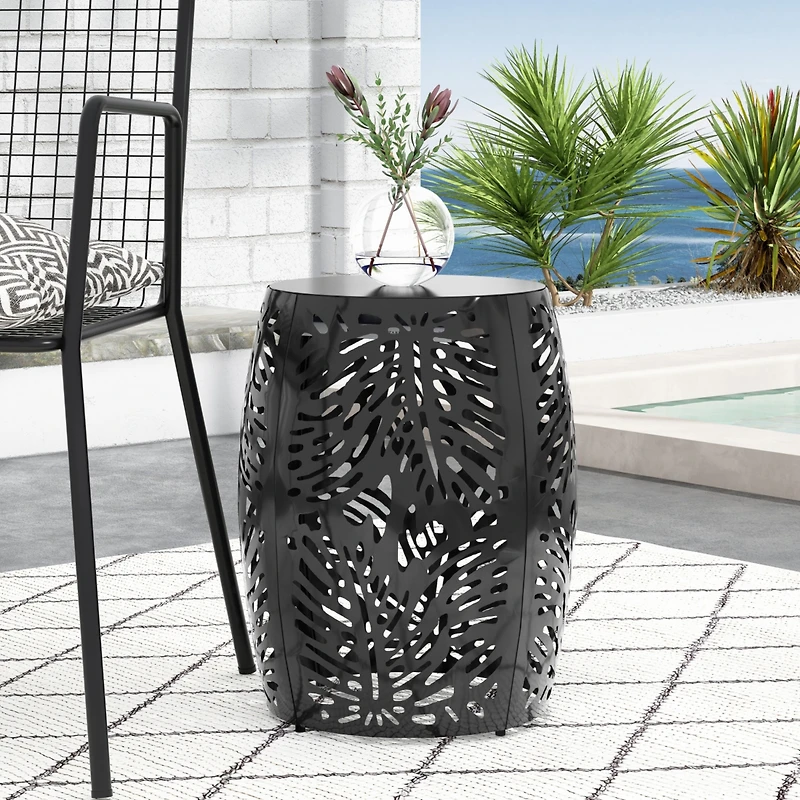 Streamdale Furniture Modern Palm Leaf Side Table with Durable Iron Frame