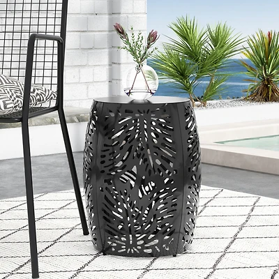 Streamdale Furniture Modern Palm Leaf Side Table with Durable Iron Frame