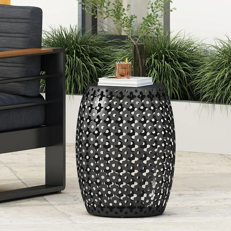 Streamdale Modern Side Table Elegant Iron Cut Design, Durable Frame, No Assembly