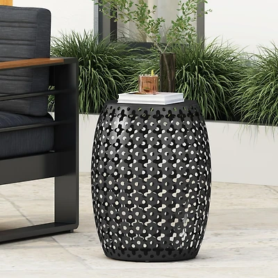 Streamdale Modern Side Table Elegant Iron Cut Design, Durable Frame, No Assembly
