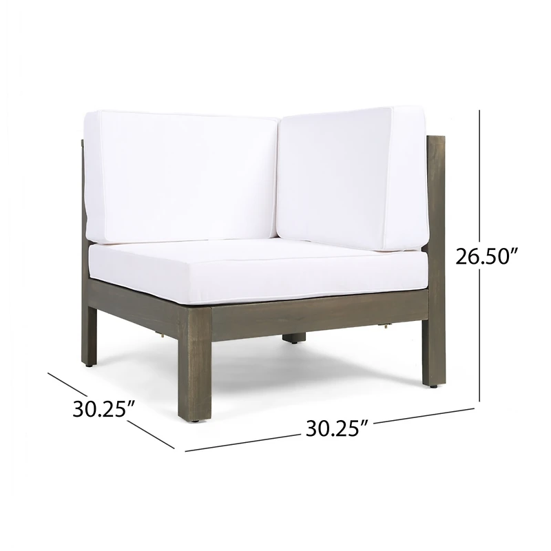 Simplie Fun Acacia Wood Corner Chair with Water-Resistant Cushions