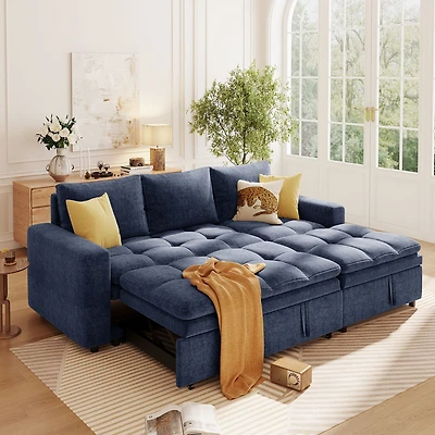 Streamdale Furniture Modern Chenille Fabric Corner Sofa Bed with Storage