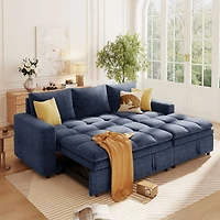 Streamdale Furniture Modern Chenille Fabric Corner Sofa Bed with Storage