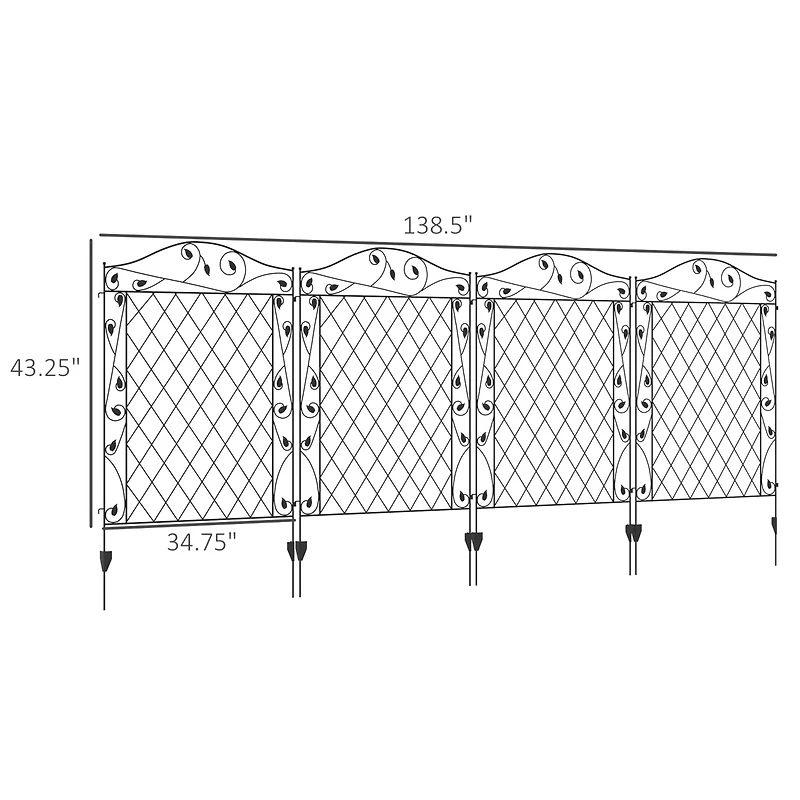 Outsunny Garden Fencing for Border Edging, Decor 11.5', 4 Pack
