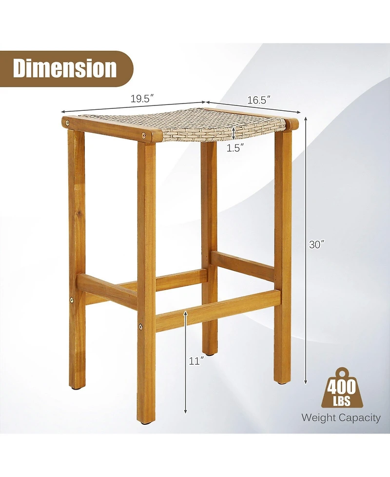 Slickblue Patio Wood Bar Stools for Outdoors