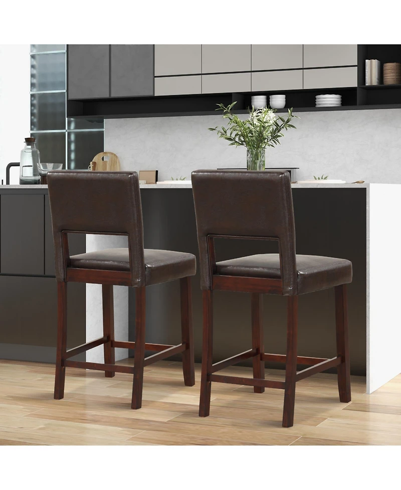 Slickblue 2 Piece Bar Chair Set with Hollowed Back and Rubber Wood Legs