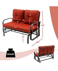 Slickblue Patio 2-Person Glider Bench Rocking Loveseat with Cushioned Armrest