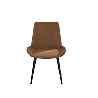Streamdale Furniture Modern Dining Chair Living Room Black Metal Leg Dining Chair-Brown-2 Pcs/Ctn