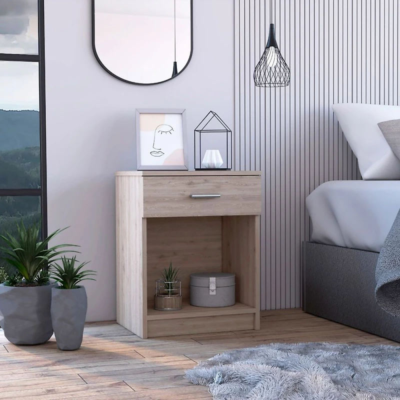Streamdale Merrimac 1-Drawer 1-Shelf Nightstand Light Grey